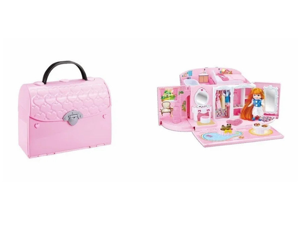 Casa para Muñecas de Cartera con Muñeca, mascota & accesorios