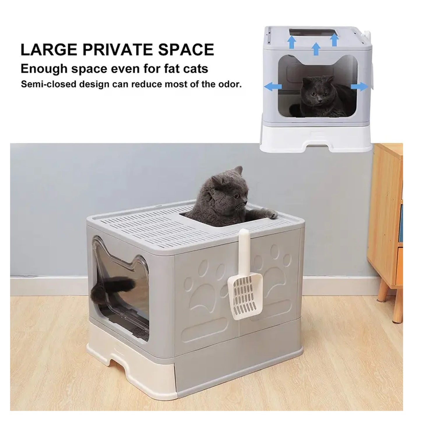 Arenero para gatos en forma de caja cubica